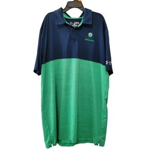 Under Armour Boys Polo Shirt Size Youth XL Navy Mint Green Colorblock DeBordieu